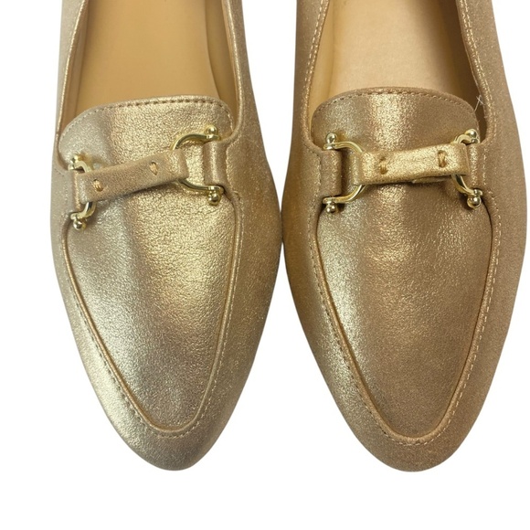 TALBOTS Francesca Driving Flats Leather Suede Metallic Gold Size 7M - Picture 5 of 7